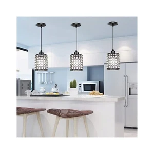 Modern Ceiling Pendant Lights Pack of 3 Crystal Pendant Light LED Bulbs 3 Colour - Picture 1 of 6