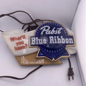 Letrero de luz de barra vintage de cerveza Pabst Blue Ribbon "What'll You Have" años 50 FUNCIONA - Imagen 1 de 12