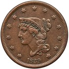 1839 N-8 Kopf von 1840 geflochtenes Haar große Cent Münze 1c