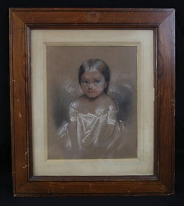 Technique mixte 1849 Portrait enfant de trois ans bébé maternité naissance mère - Foto 1 di 4