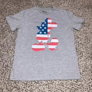 Disney Mens Mickey Mouse T Shirt Size Large Gray USA Flag Logo - Picture 1 of 6