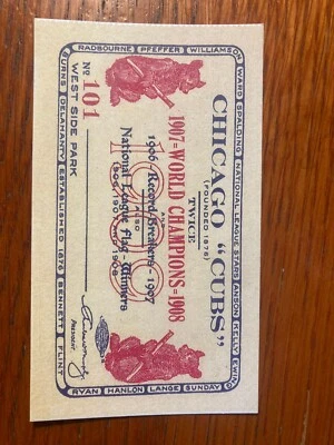 REPLICA Chicago CUBS 1909 & 1911 Season Tickets Passes -- Nice Ticket to Frame - Image 1 of 2