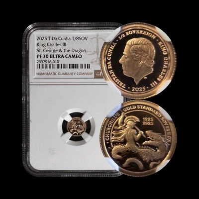 TRISTAN DA CUNHA. 2025, 1/8 Sovereign, GOLD - NGC PF70 - Top Pop 🥇 Churchill 6 - Image 1 of 4