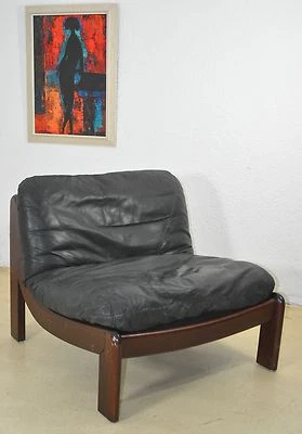 Ledersessel Easy Chair Relax DREIPUNKT Carl Straub Mid Century Leder Mahagoni - Bild 1 von 4