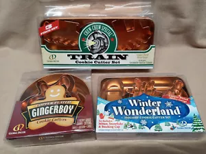 Global Decor Copper Plated Cookie Cutters - 3 sets - TRAIN - GINGERBOY - WINTER - Picture 1 of 1