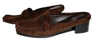Stuart Weitzman Brown Striped Suede with Buckle Slip On  Slide Loafers Size 6.5M - Image 1 of 4