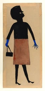 Bill Traylor : Woman in Blue Gloves : Archival Quality Art Print - Picture 1 of 1