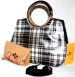 Patricia Nash Aria Shopper Black and White Plaid $249 - Picture 1 of 13