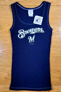 Milwaukee Brewers T-Shirt Women's Medium Blue White Ladies Tank Top Sleeveless - Picture 1 of 6