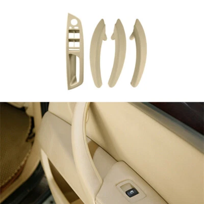 1 juego de reemplazo de manija de puerta interior de coche ABS de cuero real beige para BMW X5 E70 07+ Foto 1 de 4