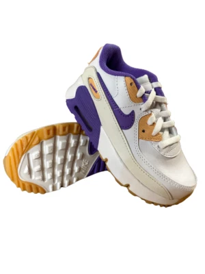 Nike Girls Air Max 90 LTR White Action Grape Phantom DV3609 103 Fashion Shoes - Image 1 of 4