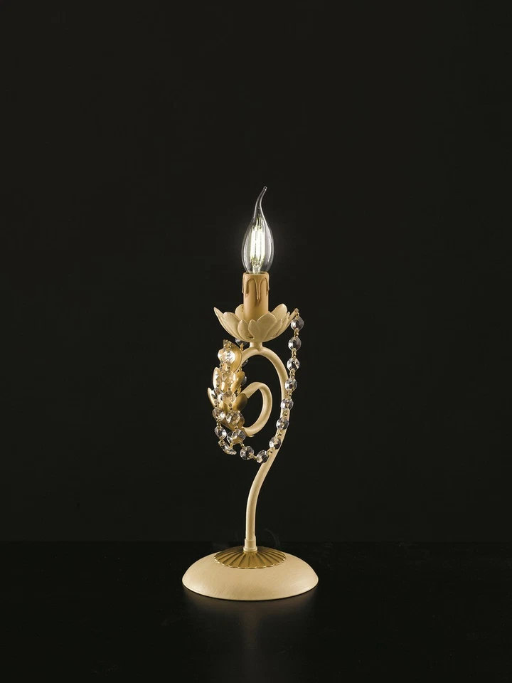 Lámpara de noche hierro forjado clásico marfil oro con cristal Foto 1 de 1