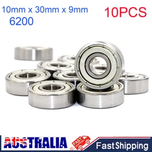 10pcs Deep Groove Ball Bearings 6200 Series 10mm x 30mm x 9mm Metal Shields Seal - Picture 1 of 6