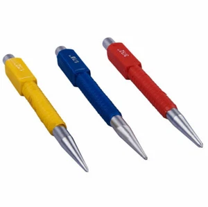 3pc Colour Coded Centre Punch Set 125mm Mechanic Chisel Point Metal 1/16" 1/32" - Picture 1 of 2