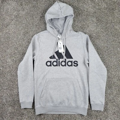 Adidas Hoodie Mens Medium M Gray Heathered Essentials Big Logo Pullover Grey NWT - Image 1 of 4