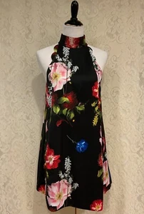 Ted Baker Tanii Black Floral Scallop Shift Dress Halter Neckline, Ted 2/US 6 - Picture 1 of 9