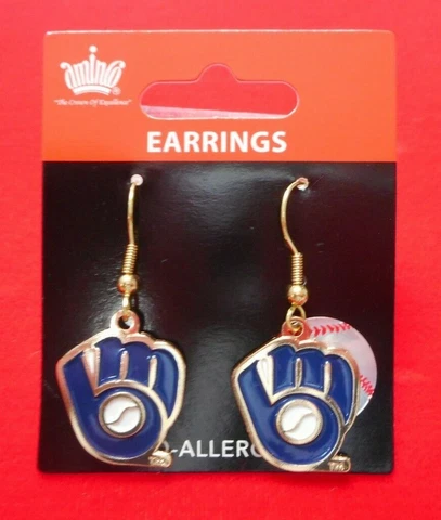 NEW MLB Milwaukee Brewers "Mitt" Logo Pierced Earrings Cover