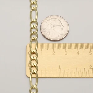 10K massives Gelbgold Figaro Halskette Kette 7,0 mm 20-30" - polnisches Glied Herren Damen - Bild 1 von 4
