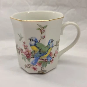 Royal Crown Tea Cup Coffee Mug w Gold Trim Blue Song Love Birds Vintage Japan - Picture 1 of 12