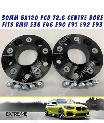 CRUIZE Passend für BMW schwarze Radabstandshalter 30 mm BMW E36 E46 E90 E91 E92 Legierung + Schrauben 5x120 x2