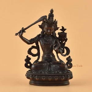 Estatua de cobre tibetano de Manjushri de buena calidad en acabado oxidante frm Patan Nepal - Imagen 1 de 4