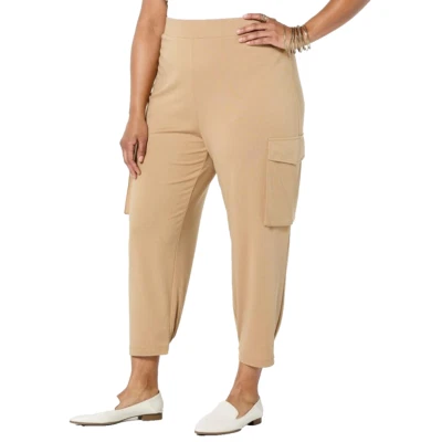 Tan Khaki Cargo Jogger Pant Size 3X Polished Knit Christmas Gift WynneLayers New - Image 1 of 3