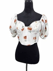 Hello Molly Sz 8 Sweetheart Corset Zip Back Lined Bodice Floral Peasant Crop New - Picture 1 of 11