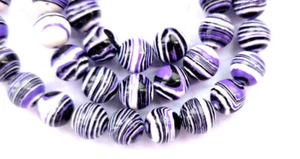10mm Round Natural Purple Zebra Stripe Agate Beads for Jewelry Making Strand 15" - Picture 1 of 17