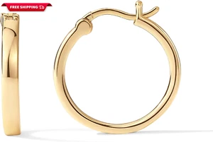 14K Gold Plated 925 Sterling Silver Post Lightweight Hoops | 20Mm - 30Mm Earring - Picture 1 of 6