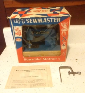 Vintage KAYanEE Sew Master Blue Sewing Machine Original Box Clamp Instructions - Picture 1 of 17