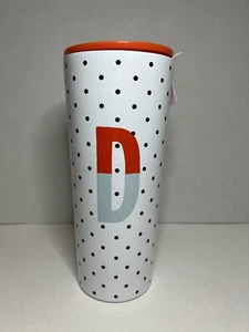 Kate Spade 24 oz Polka Dot Monogram D Sparks Of Joy Travel Tumbler NEW! - Picture 1 of 5