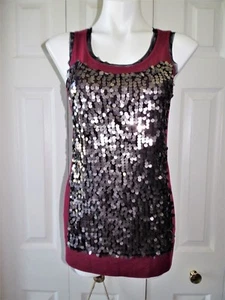 Womens Simply Vera Wang Size XS Sequin Maroon tank top blouse shirt - Picture 1 of 5