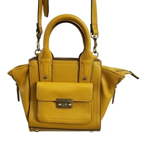 3.1 Phillip Mini Satchel Bag Mustard Yellow Faux Leather Crossbody Convertible - Picture 1 of 13