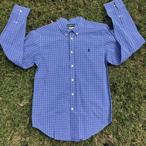 Polo Ralph Lauren Button-Down Blue Plaid Dress Shirt Boy Youth Sz XL (18-20) - Picture 1 of 7
