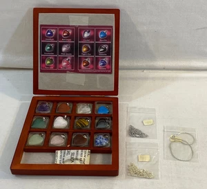 Sterling Silver 24" + 16" Necklaces and 7" Bracelet with 12 Heart Gem Stones - Picture 1 of 10