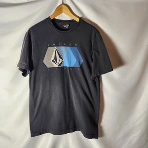 Volcom T-Shirt Medium M Black Blue Graphic Tee Stone Logo Skateboard Surf Skate - Picture 1 of 9