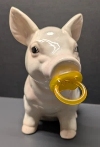Vintage Baby Pig with Pacifier Ceramic Figure 9.75"H x 11.25"L x 5.5"W Excellent - Picture 1 of 7