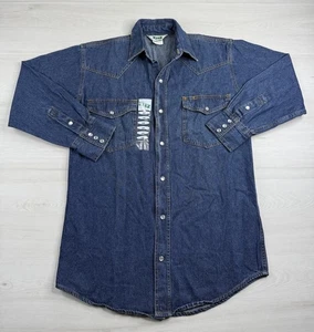 Vtg Key Denim Pearl Snap Shirt Western Workwear  Cowboy Welding Mens S NOS NEW - Picture 1 of 6
