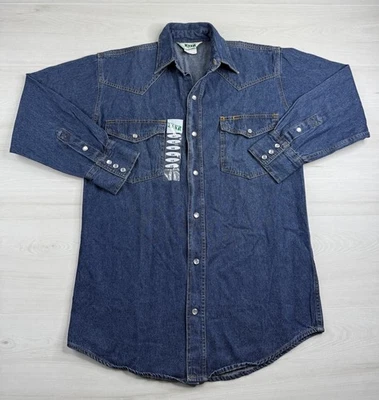 Vtg Key Denim Pearl Snap Shirt Western Workwear  Cowboy Welding Mens S NOS NEW - Image 1 of 4