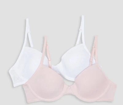 Hanes Girls 2pk Underwire Flexiwire Bra Pink/White 30A Brand New T-shirt Soft - Image 1 of 4