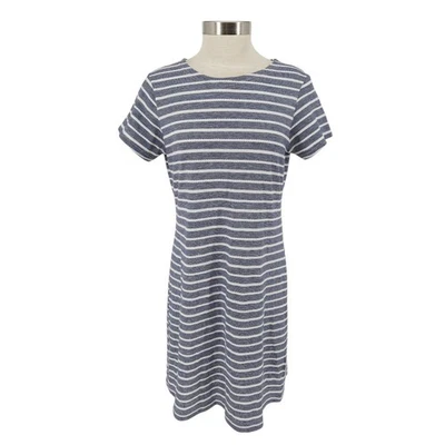 Vestido Camisa STS Sail To Sable Ajuste Acampanado Azul Rayas Manga Corta Cremallera Espalda Grande Foto 1 de 4