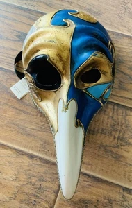 NWT Venetian Masquerade Hand Painted Papier-Mâché Mask Venice Italy - Foto 1 di 6