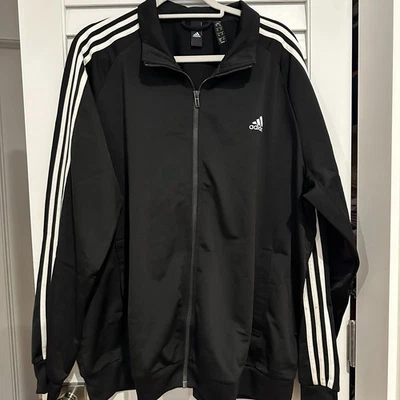 Chaqueta deportiva Adidas 3 rayas talla 2XL cremallera completa negra blanca Foto 1 de 4