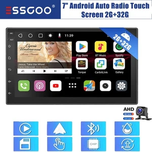 7" Double 2 DIN Android 14 CarPlay Car Stereo Radio Touch Screen USB Wifi RDS BT - Picture 1 of 12