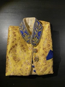 Kids Ethnic Yellow Nehru Jacket For Boys Size 2 - Picture 1 of 10