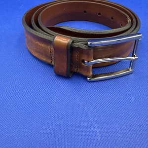 ALLEN EDMONDS Belt Mens Size 44 Brown Genuine Leather Solid Brass Buckle #67590 - Bild 1 von 9