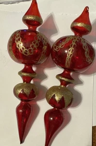 2 mundgeblasene Glas 10" lang Statement Stück Weihnachtsschmuck - Bild 1 von 5