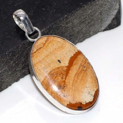 Модная бижутерия кулон с изображением яшмы покрытие серебро 925 2 дюйма GW - Изображение 1 из 3