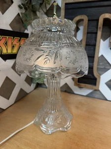 Vintage Boudoir Table Lamp Etched Frosted Glass Floral Vanity Nightlight - Picture 1 of 3