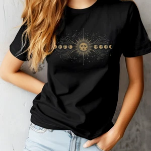 Cosmic Sun and Moon Tee, Astrology Lovers, Damen T-Shirts, Mystic Moon & Sun - Bild 1 von 62